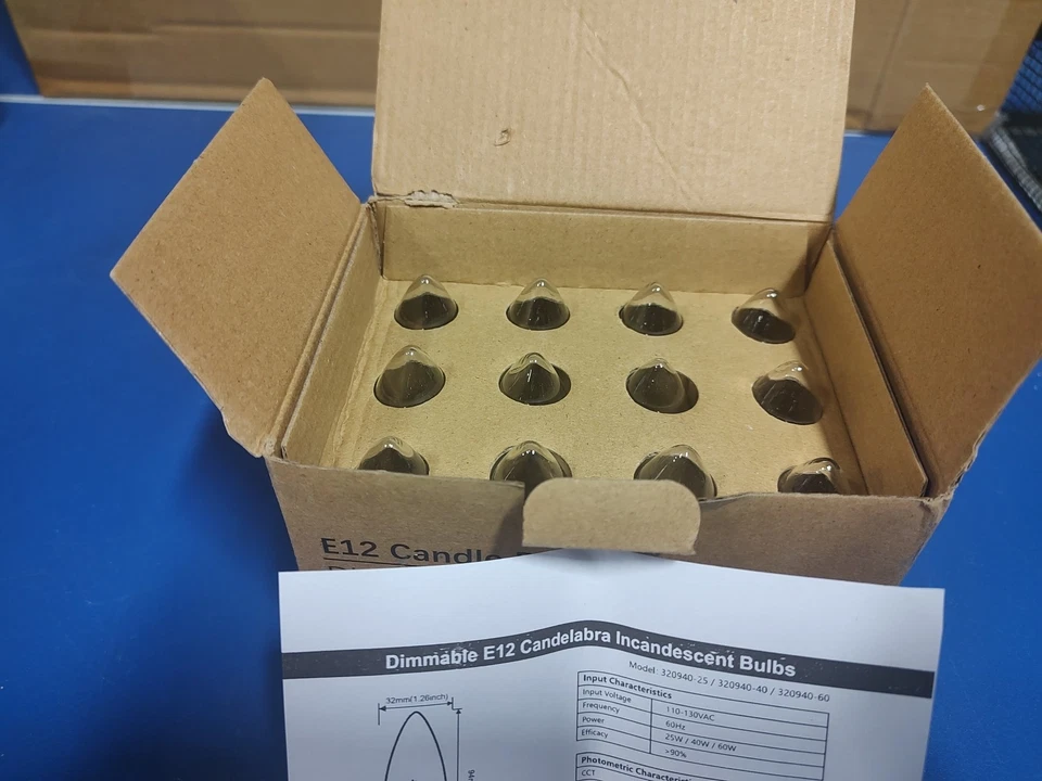 12-Pack E12 Candle Light Bulbs 40W Warm White 2500K, 380 Lumen Dimmable Clear  - Image 2 of 4