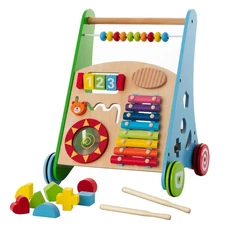 Wooden Baby Walker Push Toy Montessori Activity Center for Toddlers Boys Girls