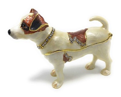 Enameled Jack Russell Terrier Dog Trinket Box, Accented with Austri