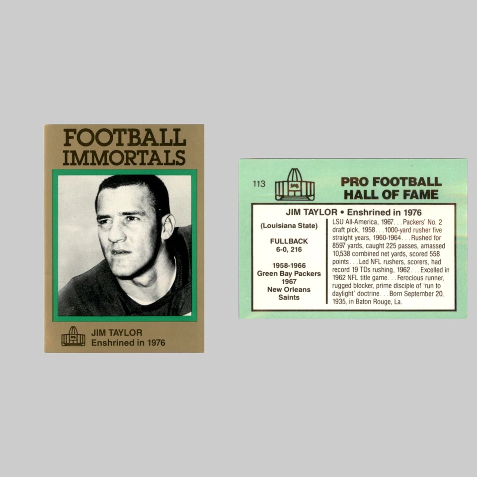 Jim Taylor #113 1985 Football Immortals Green Bay Packers Football Card NFL - Image 3 of 3