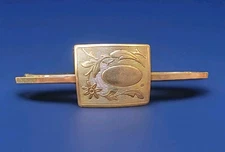 Antique Gentleman's Collar Bar, Floral Engraving Unmarked Early 1910-40