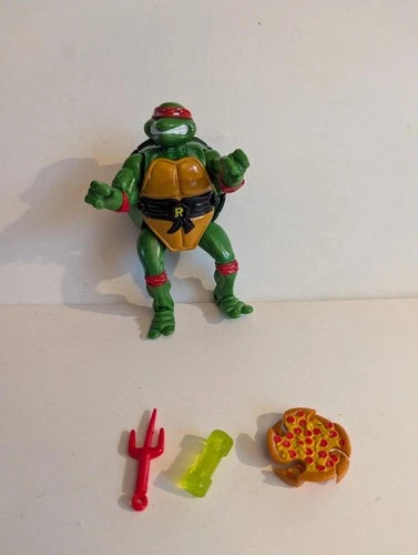Vintage TMNT Mutatin' Raphael Action Figure With Sai, Ooze, and Pizza Star