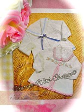 Vintage Knitting Pattern Baby's Matinee Coats 'Sailor' & 'Roses'. 3 Sizes.
