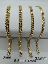 Authentic 14k Solid Gold Miami Cuban Link Bracelet Men's Women' 3.5mm-6.5mm
