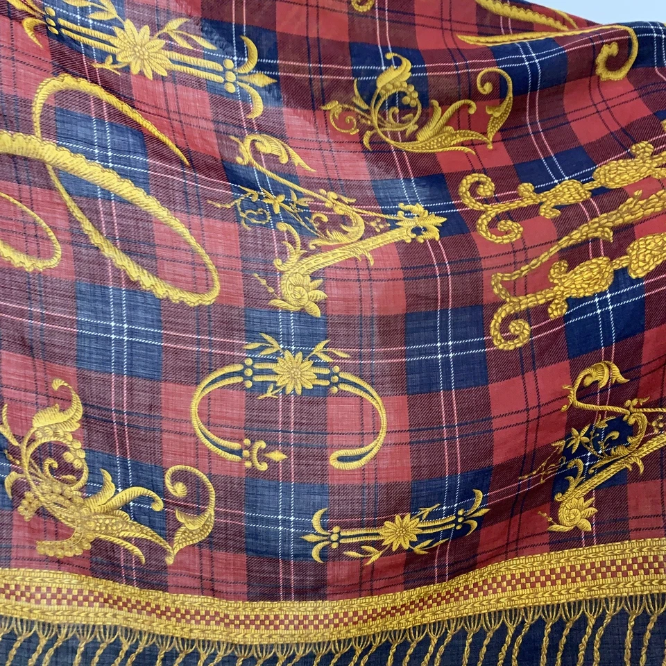 NINA RICCI AZUL CUADRADO Lana Seda Bufanda 34/33 in HECHO EN ITALIA #A78 Foto 3 de 3