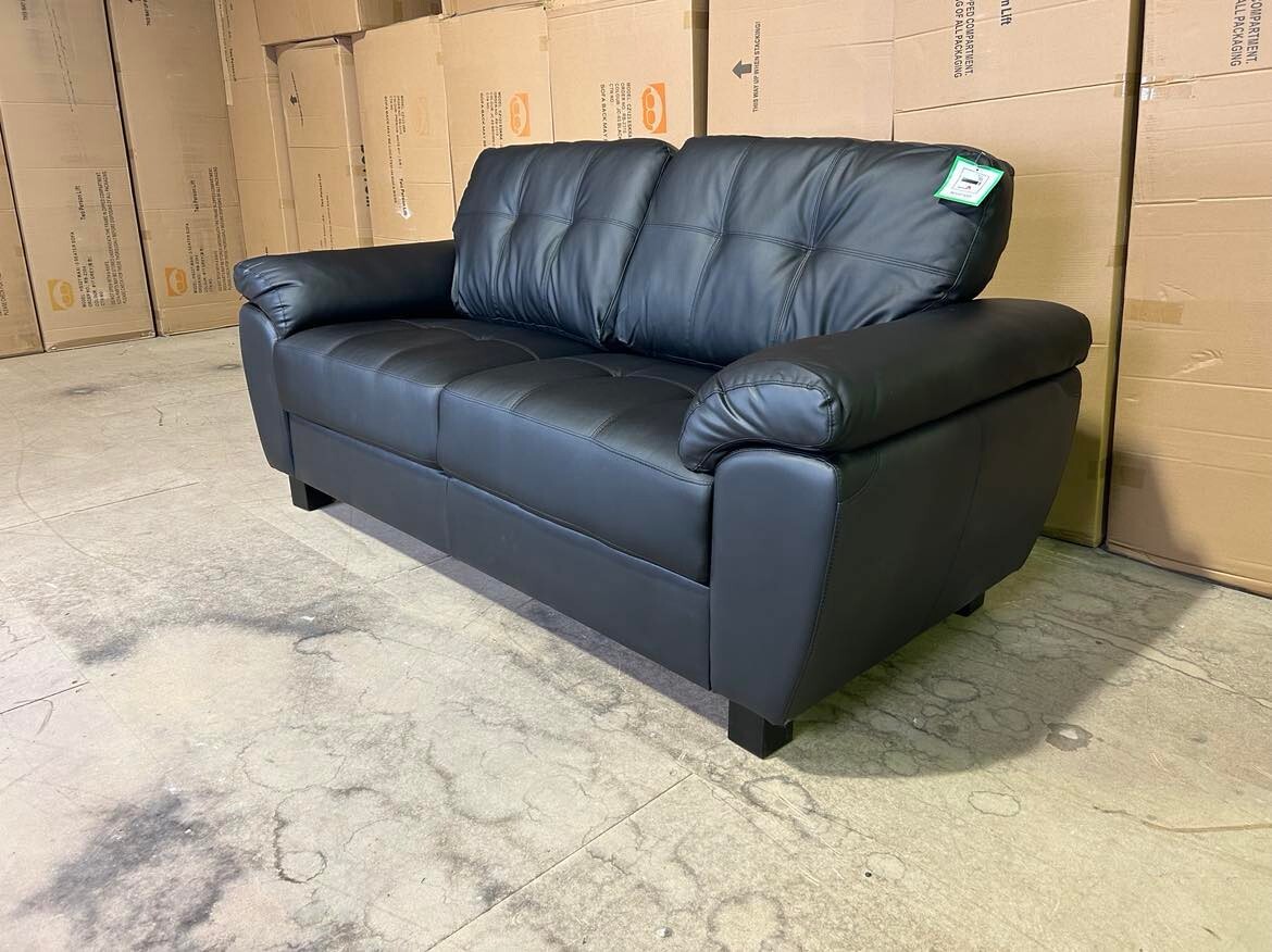EXDISPLAY Model 3 Seater Black PU Faux Leather sofa, CLEARANCE SALE