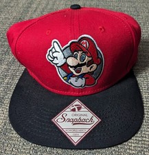 Nintendo Official Super Mario Snapback Hat Bioworld NWT Red Black Brim 2018