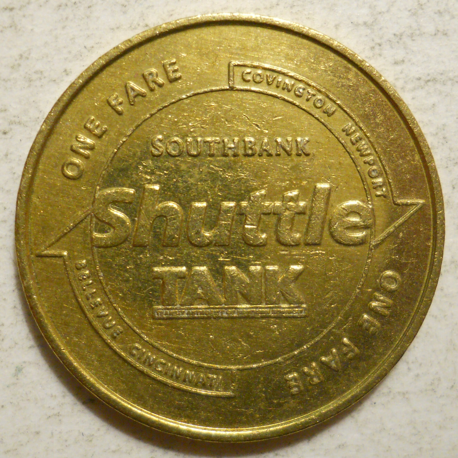 Southbank Shuttle TANK (Covington, Kentucky) transit token KY150J eBay