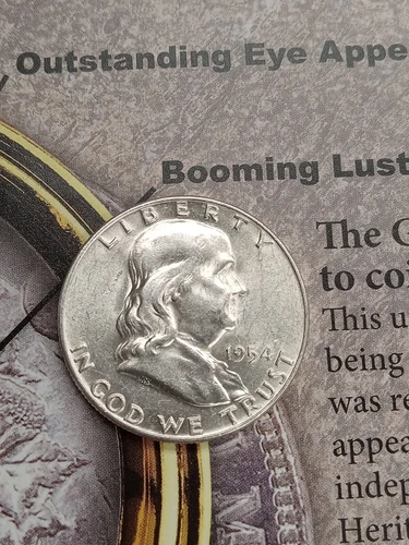 Silver Franklin Half Dollar 1954 D Great looking coin Almost UNC TP-6366