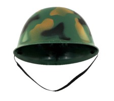 Childs Plastic Green Camo Army Military Soldier Combat Helmet Costume Accessory