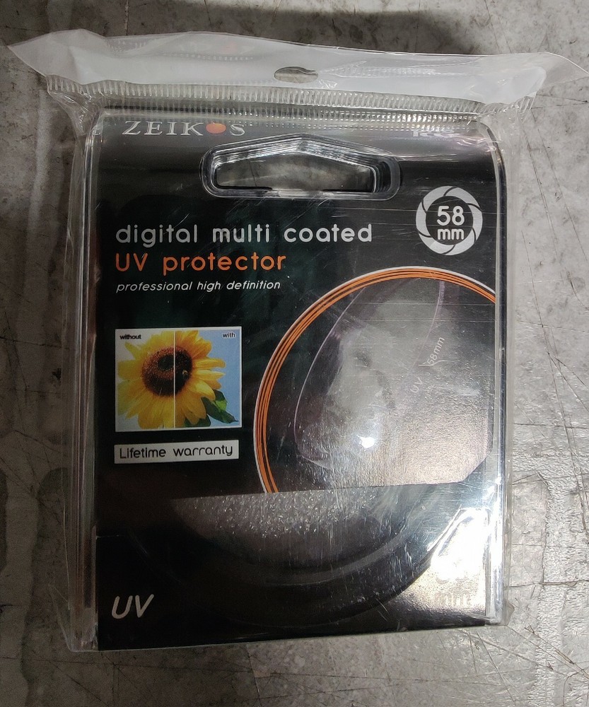 NEW Zeikos ZE-UV58 58mm Filter For 58mm Lenses