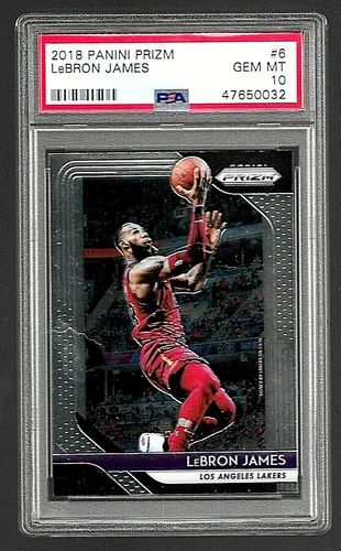 2018 PANINI PRIZM BASKETBALL CARD #6 LEBRON JAMES PSA 10 NBA LOS ANGELES LAKERS
