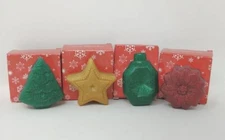 4 Pack AVON Holiday Sparkle Soap Bars Christmas Tree Star Ornament etc NOS 2002 