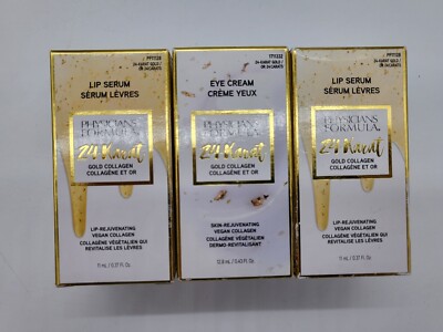 Physicians Formula (LOT OF 3)- 2X Lip Serum 1X- Eye Cream 24 Karat Gold Collagen