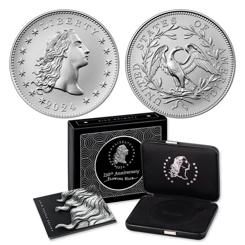 2024 1 oz Flowing Hair Silver Medal 230th Anniversary in OGP - product listing photo