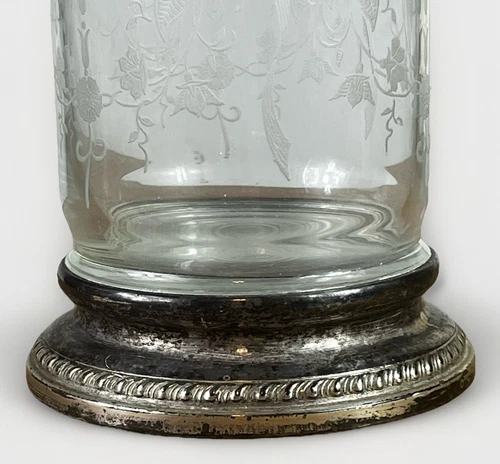 Heisey ORCHID 2 Piece Glass Cocktail Shaker w STERLING SILVER Base - READ* - Picture 9 of 11