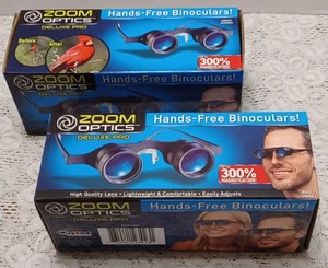 (2) Zoom Optics Deluxe Pro Hands Free Binocular Glasses 300% Magnif New 1 Sealed