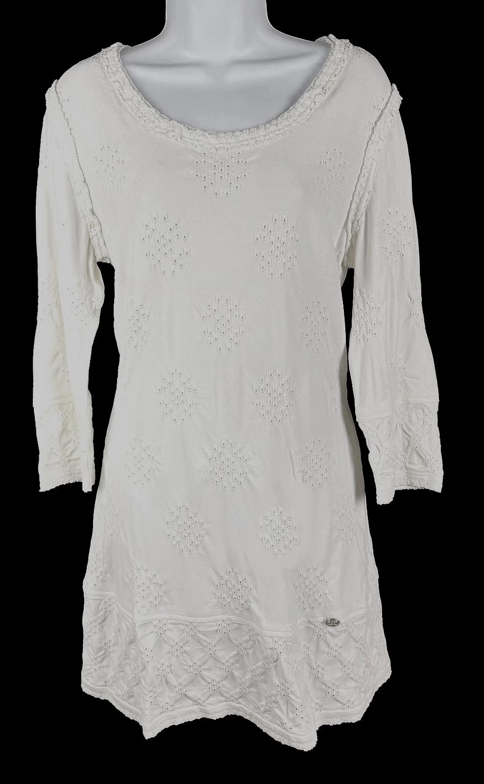 Mini abito donna 11C Chanel bianco manica 3 4 scollo a scoop viscosa taglia 42