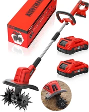 20V Cordless Tiller Cultivator 9In Tilling Width Garden Rototiller with 2 * 2.0A