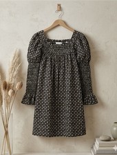 DÔEN Doen Sabia Mini Dress Noir Countryside Paisley Organic Cotton Women’s XS NW