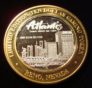 Vintage Atlantis $10 Casino .999 Fine Silver Strike Reno Nevada