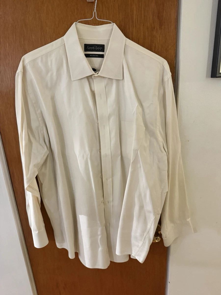 kenneth roberts platinum dress shirts Kenneth Roberts Platinum Luxury Mens Dress Shirt Striped Blue/White SZ Large