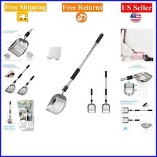Large Silver Metal Cat Litter Scoop with Long Handle  Sifter