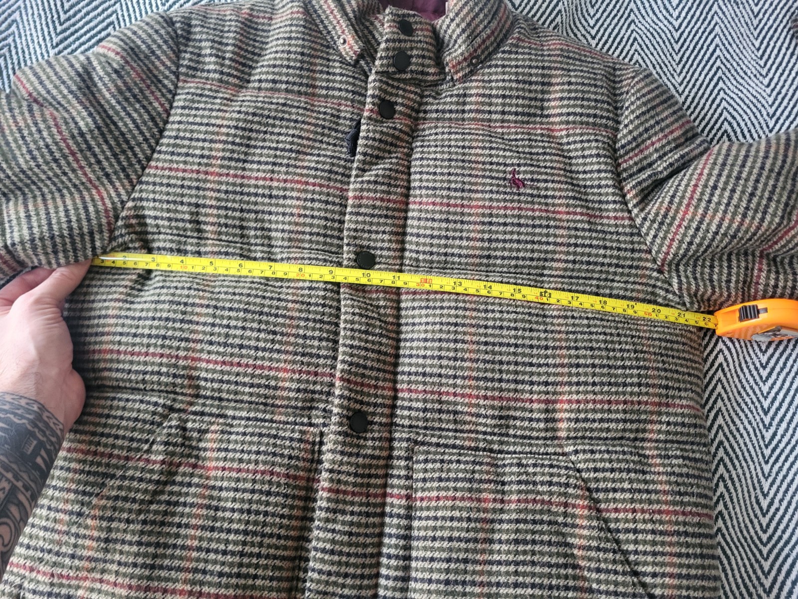 Jack Wills Tweed Hooded Down Jacket Mens Size Small Excellent Condition image 10