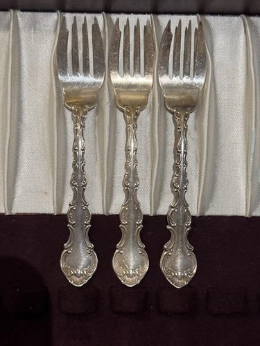 3 Gorham Strasbourg 1897 Sterling Silver Salad Forks 4-Tine Replacement Flatware