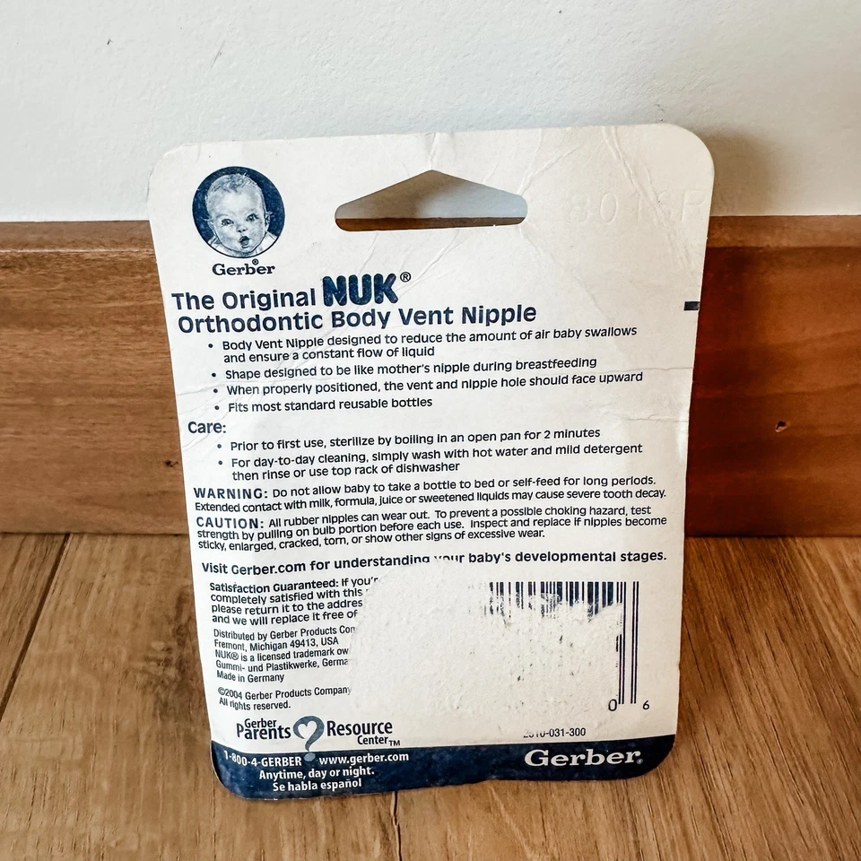 Pezones de goma ortodoncia Gerber Original NUK talla 1 flujo lento recién nacido paquete de 2 nuevos Foto 2 de 4