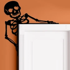 Yaocom Metal Halloween Skeleton Door Topper 11.8" x 11.8" Halloween Door Frame D