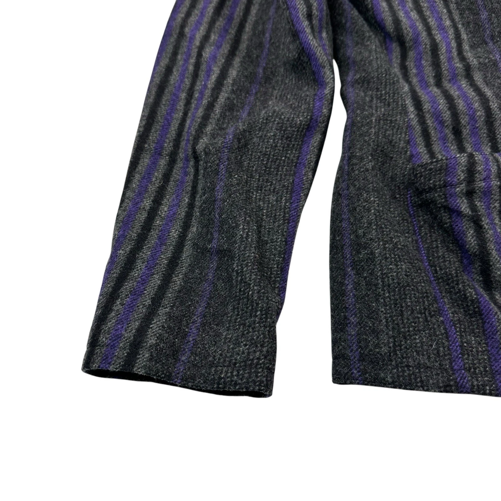 Gianni Versace Blazer Donna 38 EU 6 US Viola Grigio Righe Lana Italia MINTY