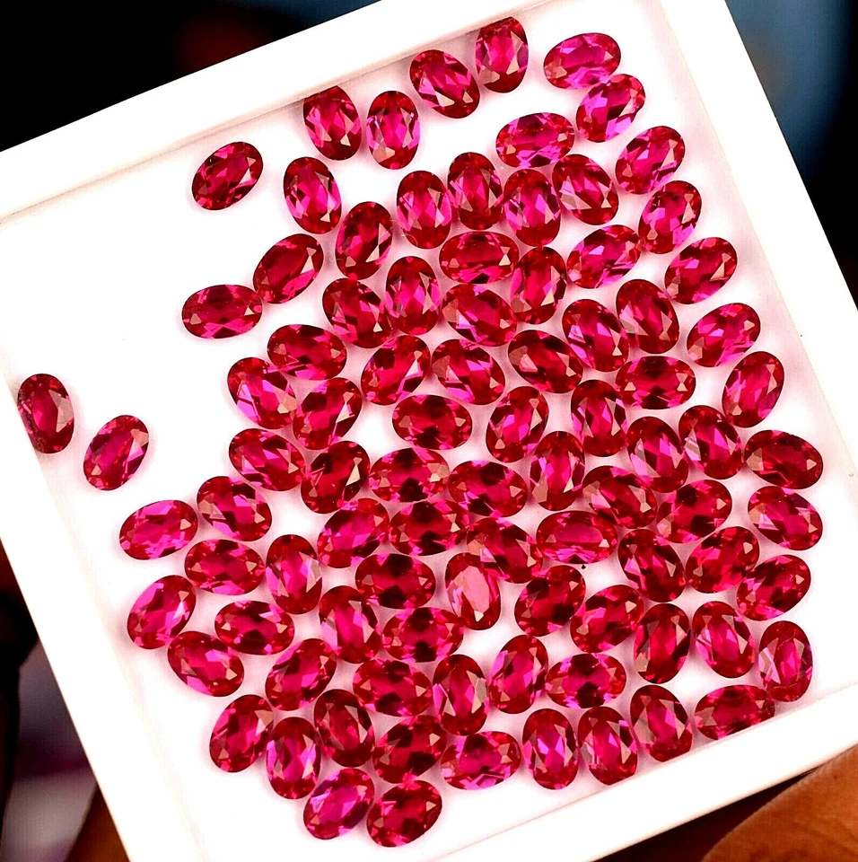91 Pcs Natural Red Mogok Ruby Oval 6.00 x 4.00 mm Certified Treated Gemstone - Image 4 of 4