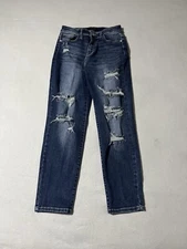 Judy Blue 7/28 (28x27) Skinny Fit Stretch Blue Distressed 10.5" Rise Denim Jeans