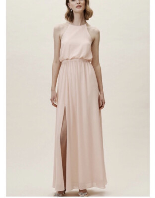 BHLDN Cayenne Bridesmaid Dress Blush Pink Color Side Slit High