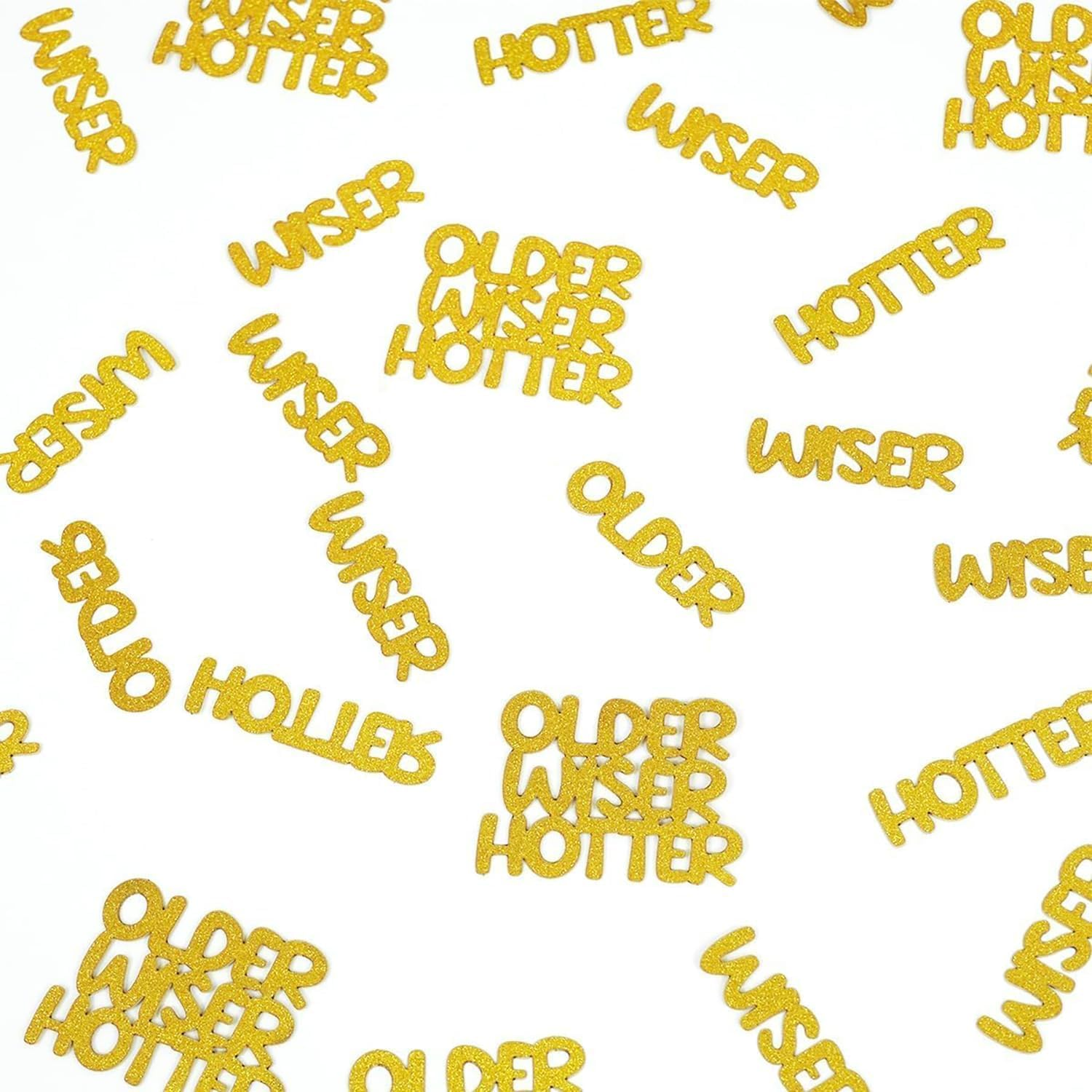 100PCS Older Wiser Hotter Glitter Table Confetti, Birthday Party Table Scatter f