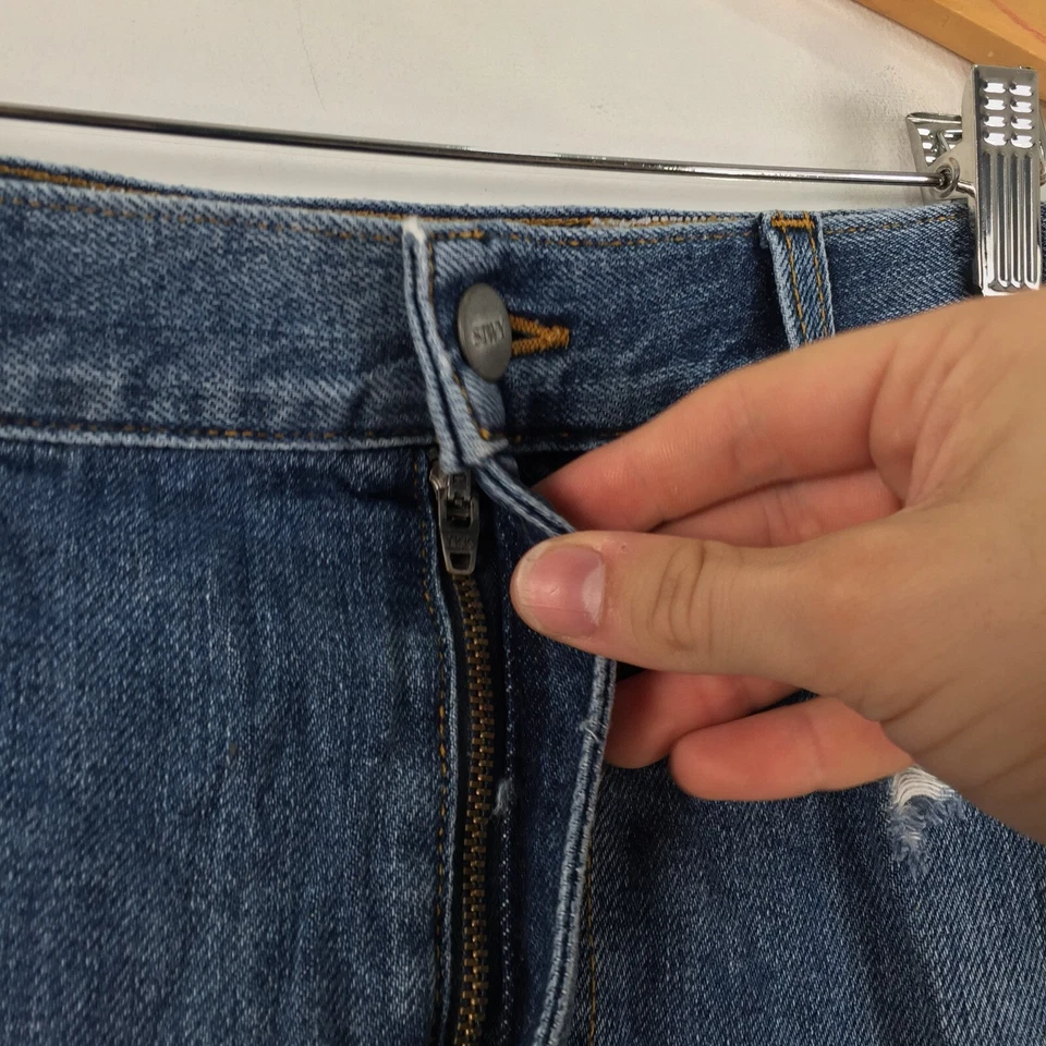 Siwy Mujer Denim Falda Talla 14 Azul Desgastado Mini Algodón Cremallera Mosca 077414 Foto 3 de 4