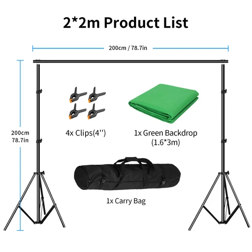 2/3M Photography Backdrop Stand Kit Professional Background Studio Green Screen - Picture 2 of 15