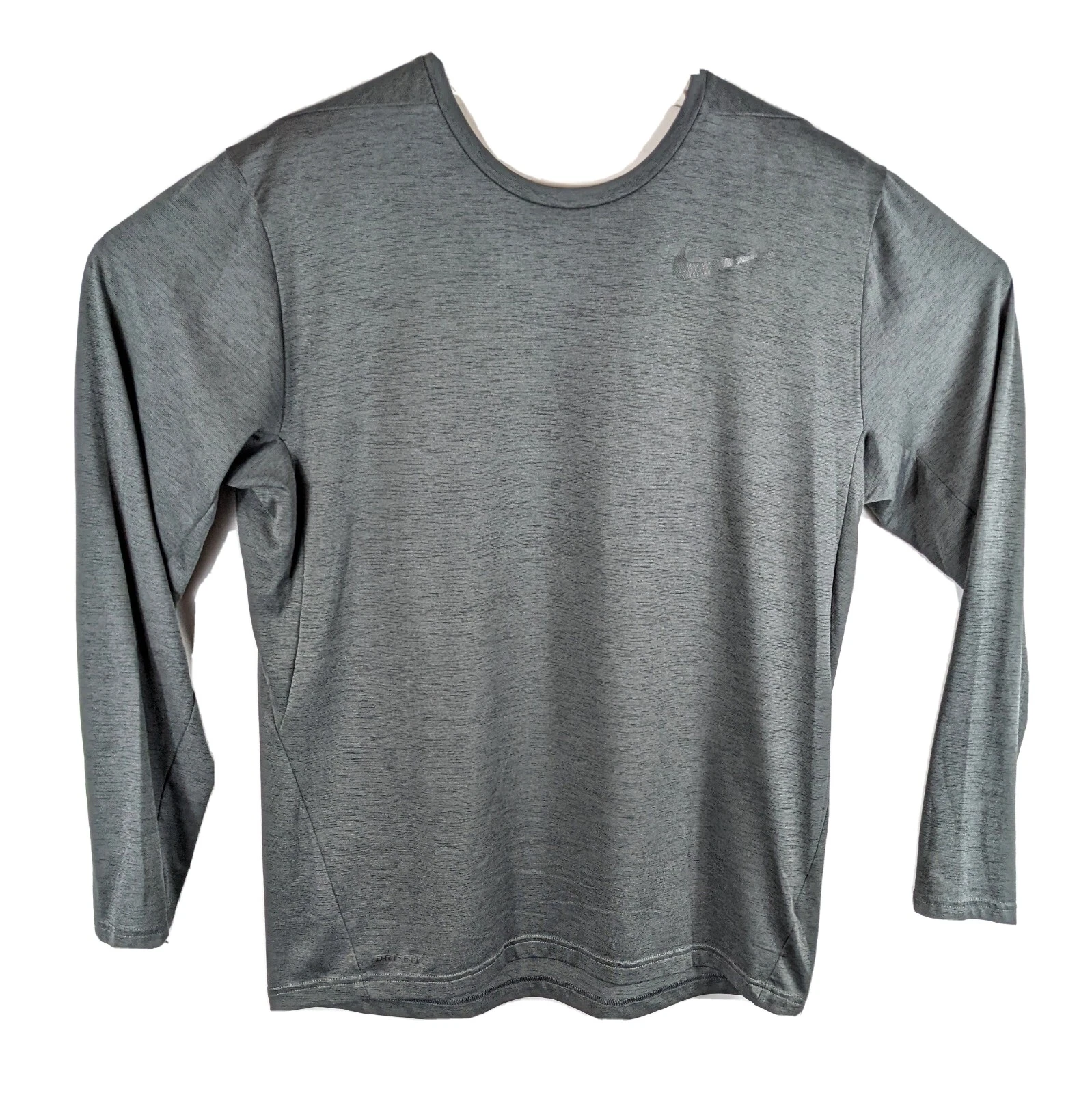 Gray Black Heather Athletic Long Sleeve Shirt Large Mens Nike Dri Fit