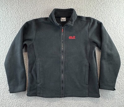 Jack Wolfskin Sweater Mens Large Nanuk 200 Full Zip Fleece Black Outdoor Hiking