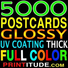 5000 CUSTOM PRO PRINTING IPOSTCARDS 4"x9" FULL COLOR GLOSSY 2 SIDED 4x9 RACKCARD