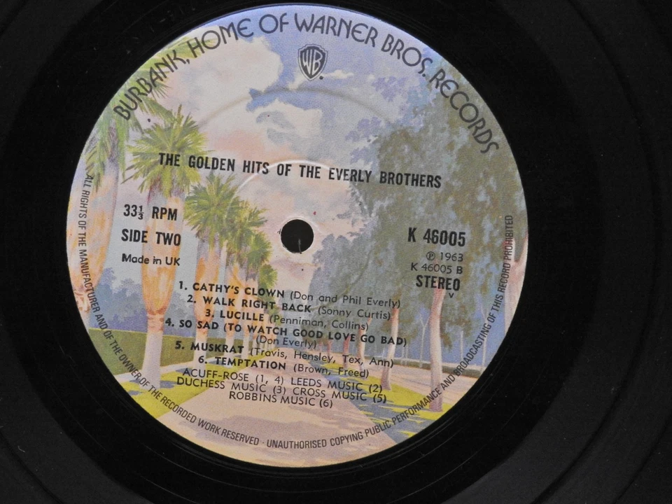 The Everly Brothers - The Golden Hits of UK 12" Vinyl LP Burbank - Image 4 of 4