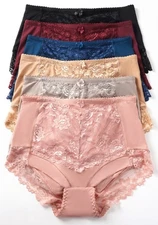 Pack of 3 High Waisted Briefs Tummy Control Girdles Lace Shaper Panties 76 S-2XL