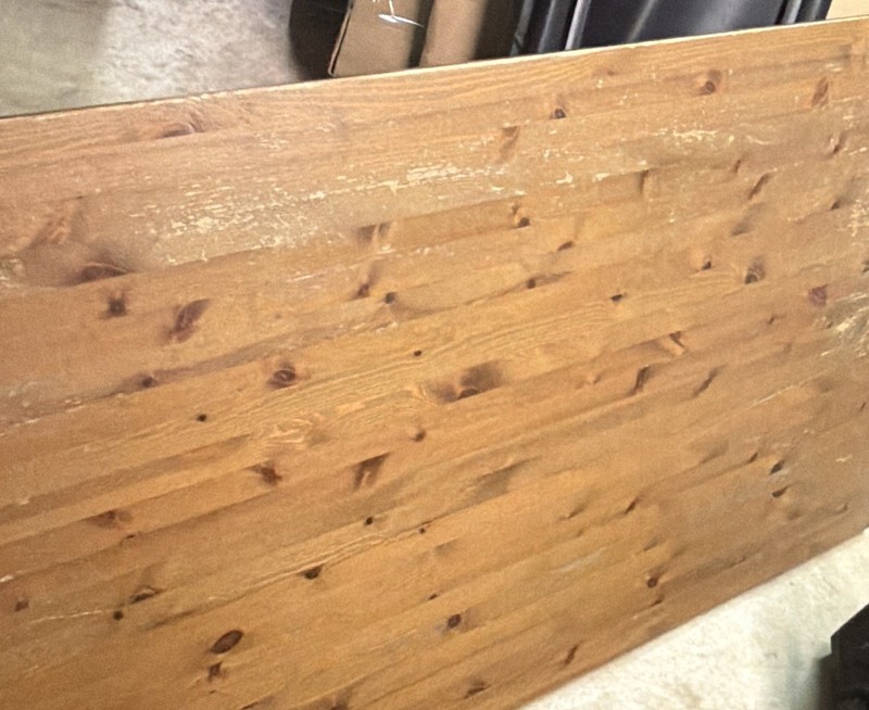 Solid “butchers block” style table- 71”L/39”W/4.75” thick-assembled height-30”