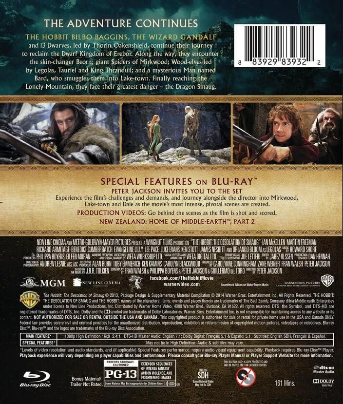 The Hobbit: The Desolation of Smaug (Blu-ray) (US IMPORT) - Image 2 of 2