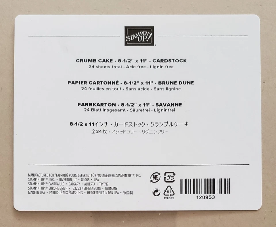 2 Pk Stampin Up CRUMB CAKE 8.5x11 Cardstock 48 Sheets - Image 2 of 3