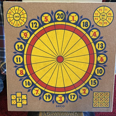 VTG DECO Wood Dart Board Dartboard Baseball 2 Sided Wall Made In USA Square 18 