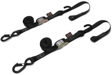 Powertye 1" Soft-Tye Tie-Downs w/ Secure Hooks Black