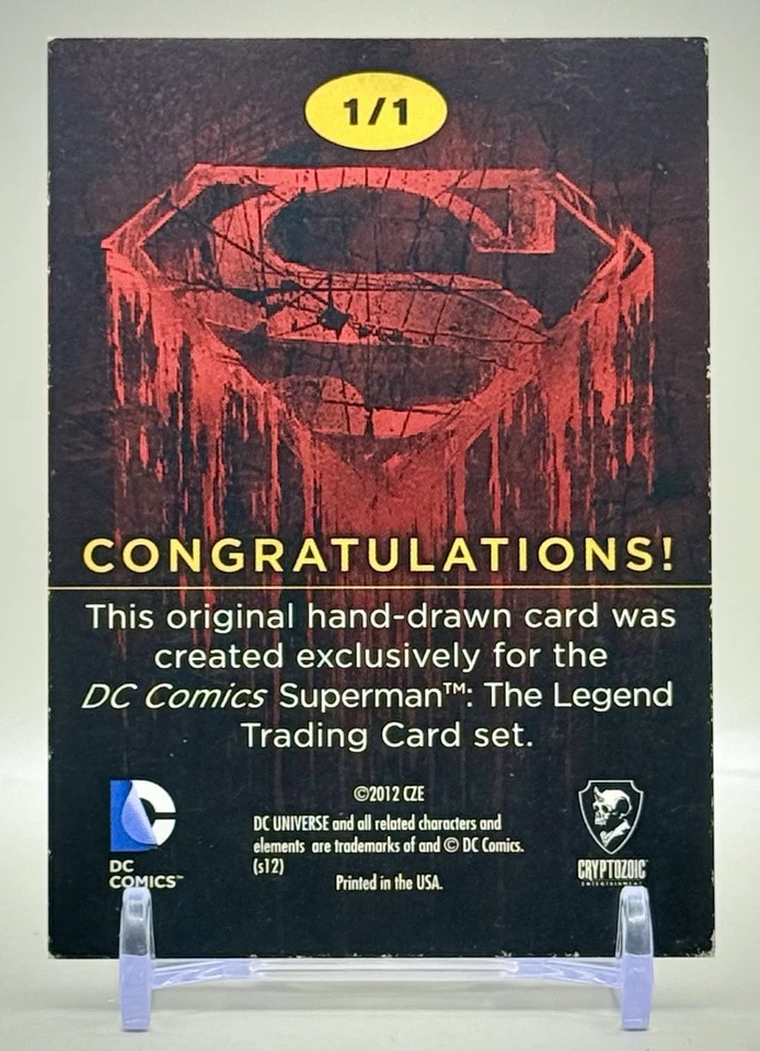 2012 DC Superman THE LEGEND Mark Marvida Hand-Drawn & Signed 1/1 Sketch Card - Image 3 of 3