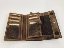 Greenburry Vintage Distressed Genuine Leather Trifold Wallet Organizer Brown